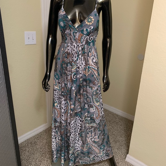 Hot Gal Dresses & Skirts - Hot Gal Teal and Brown Paisley Maxi Dress, Size Small